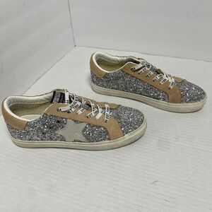 Vintage Havana Bani 2 Womens 7 Silver Glitter Tan Star Low Top Sneakers Shoes